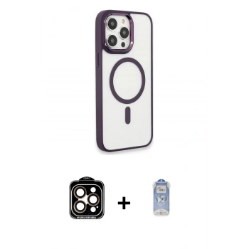 MARSİLYAN™- iPhone 15 Pro Max Kılıf Yankı Işık Özel Seri - Siyah Joko Magic 5D Cam + PVD Metal Kamera Lens - TU