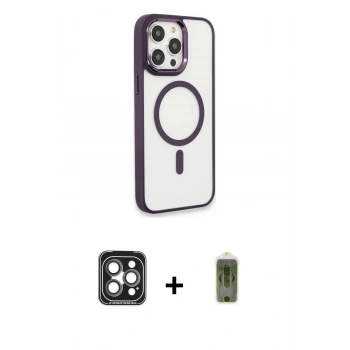MARSİLYAN™- iPhone 15 Pro Max Kılıf Yankı Işık Özel Seri - Siyah Joko Magic 5D Hayalet Cam + PVD Metal Kamera Lens - GI
