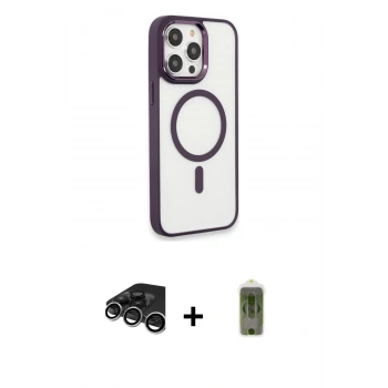 MARSİLYAN™- iPhone 15 Pro Max Kılıf Yankı Işık Özel Seri - Siyah Joko Magic 5D Hayalet Cam + Raze Metal Kamera Lens - GS