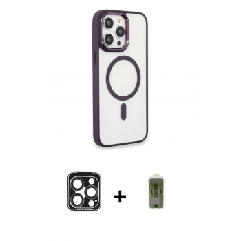 MARSİLYAN™- iPhone 15 Pro Max Kılıf Yankı Işık Özel Seri - Siyah Joko Magic 5D Hayalet Cam + PVD Metal Kamera Lens - LT