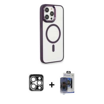 MARSİLYAN™- iPhone 15 Pro Max Kılıf Yankı Işık Özel Seri - Siyah Vanessa Magic Cam + PVD Metal Kamera Lens - GS