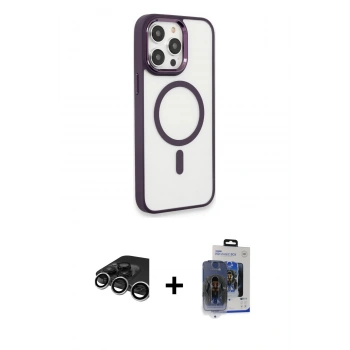 MARSİLYAN™- iPhone 15 Pro Max Kılıf Yankı Işık Özel Seri - Siyah Vanessa Magic Cam + Raze Metal Kamera Lens - GS