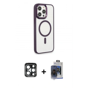 MARSİLYAN™- iPhone 15 Pro Max Kılıf Yankı Işık Özel Seri - Siyah Vanessa Magic Cam + PVD Metal Kamera Lens - LT