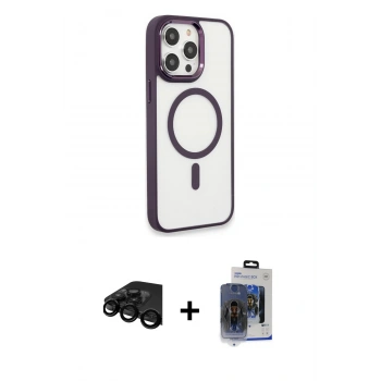 MARSİLYAN™- iPhone 15 Pro Max Kılıf Yankı Işık Özel Seri - Siyah Vanessa Magic Cam + Raze Metal Kamera Lens - SH