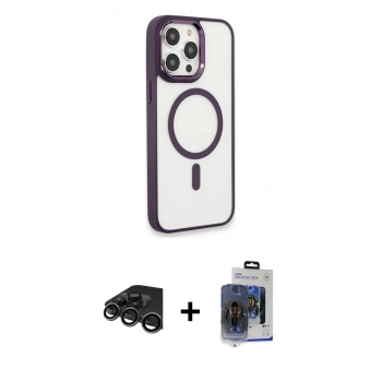 MARSİLYAN™- iPhone 15 Pro Max Kılıf Yankı Işık Özel Seri - Siyah Vanessa Magic Cam + Raze Metal Kamera Lens - TMGI