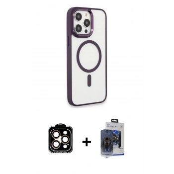 MARSİLYAN™- iPhone 15 Pro Max Kılıf Yankı Işık Özel Seri - Siyah Vanessa Magic Cam + PVD Metal Kamera Lens - TU