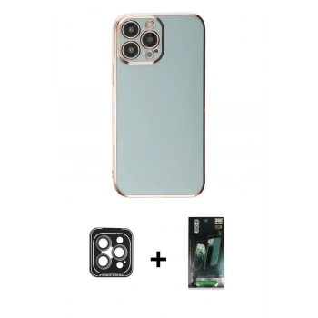 MARSİLYAN™- iPhone 15 Pro Max Kılıf Yankı Serisi - Şeffaf 360 Full Body Arka Koruyucu + PVD Metal Kamera Lens - GI