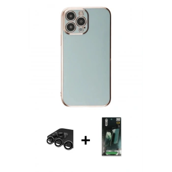 MARSİLYAN™- iPhone 15 Pro Max Kılıf Yankı Serisi - Şeffaf 360 Full Body Arka Koruyucu + Raze Metal Kamera Lens - TMGI