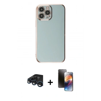 MARSİLYAN™- iPhone 15 Pro Max Kılıf Yankı Serisi - Siyah 3D Antistatik Mat Seramik Nano Ekran Koruyucu + Raze Metal Kamera Lens - LT