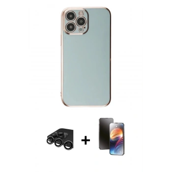 MARSİLYAN™- iPhone 15 Pro Max Kılıf Yankı Serisi - Siyah 3D Antistatik Mat Seramik Nano Ekran Koruyucu + Raze Metal Kamera Lens - TMGI