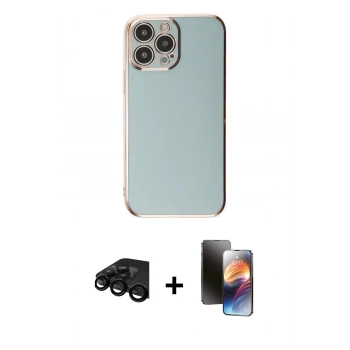 MARSİLYAN™- iPhone 15 Pro Max Kılıf Yankı Serisi - Siyah 3D Antistatik Mat Seramik Nano Ekran Koruyucu + Raze Metal Kamera Lens - SH