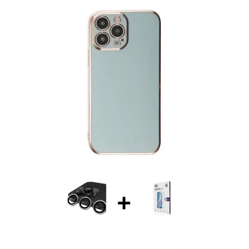 MARSİLYAN™- iPhone 15 Pro Max Kılıf Yankı Serisi - Siyah Bilvis 0.18mm Plus Cam Ekran Koruyucu + Raze Metal Kamera Lens - GS
