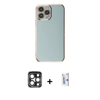 MARSİLYAN™- iPhone 15 Pro Max Kılıf Yankı Serisi - Siyah Bilvis 0.18mm Plus Cam Ekran Koruyucu + PVD Metal Kamera Lens - LT