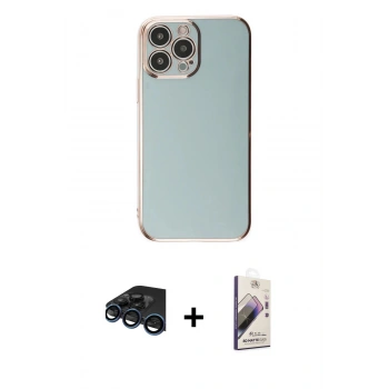 MARSİLYAN™- iPhone 15 Pro Max Kılıf Yankı Serisi - Siyah Bilvis 3D Mat Cam Ekran Koruyucu + Raze Metal Kamera Lens - LT