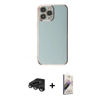 MARSİLYAN™- iPhone 15 Pro Max Kılıf Yankı Serisi - Siyah Bilvis 3D Mat Cam Ekran Koruyucu + Raze Metal Kamera Lens - TMGI