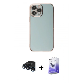 MARSİLYAN™- iPhone 15 Pro Max Kılıf Yankı Serisi - Siyah Bilvis 5in1 5D Magic Hayalet Cam Ekran Koruyucu + Raze Metal Kamera Lens - LT