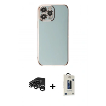 MARSİLYAN™- iPhone 15 Pro Max Kılıf Yankı Serisi - Siyah Bilvis Hayalet Cam Ekran Koruyucu + Raze Metal Kamera Lens - GS