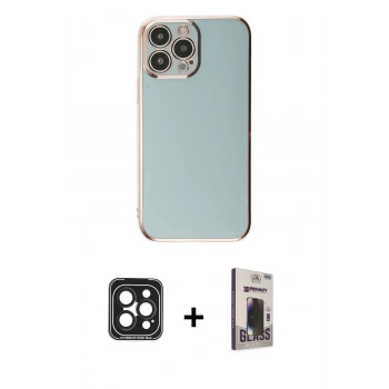 MARSİLYAN™- iPhone 15 Pro Max Kılıf Yankı Serisi - Siyah Bilvis Hayalet Cam Ekran Koruyucu + PVD Metal Kamera Lens - SH