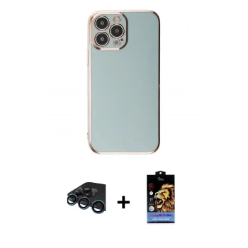 MARSİLYAN™- iPhone 15 Pro Max Kılıf Yankı Serisi - Siyah Buffer Hayalet Cam Ekran Koruyucu + Raze Metal Kamera Lens - LT