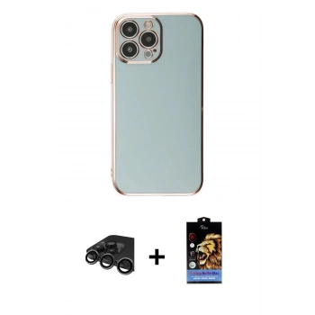 MARSİLYAN™- iPhone 15 Pro Max Kılıf Yankı Serisi - Siyah Buffer Hayalet Cam Ekran Koruyucu + Raze Metal Kamera Lens - TMGI