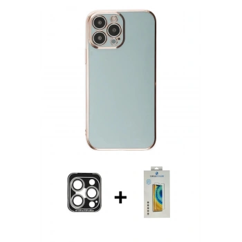 MARSİLYAN™- iPhone 15 Pro Max Kılıf Yankı Serisi - Siyah Polymer Nano Ekran Koruyucu + PVD Metal Kamera Lens - GS