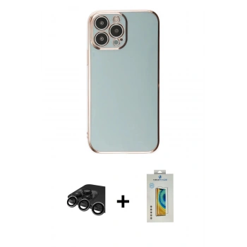 MARSİLYAN™- iPhone 15 Pro Max Kılıf Yankı Serisi - Siyah Polymer Nano Ekran Koruyucu + Raze Metal Kamera Lens - TMGI