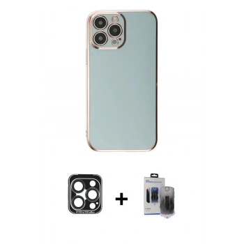 MARSİLYAN™- iPhone 15 Pro Max Kılıf Yankı Serisi - Siyah Vanessa Magic Hayalet Cam + PVD Metal Kamera Lens - LT