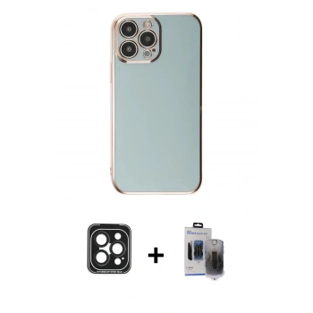 MARSİLYAN™- iPhone 15 Pro Max Kılıf Yankı Serisi - Siyah Vanessa Magic Hayalet Cam + PVD Metal Kamera Lens - SH