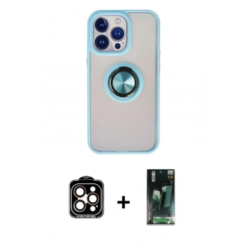 MARSİLYAN™- iPhone 15 Pro Max Kılıf Yörünge Çizgi - Şeffaf 360 Full Body Arka Koruyucu + PVD Metal Kamera Lens - TU