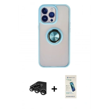 MARSİLYAN™- iPhone 15 Pro Max Kılıf Yörünge Çizgi - Şeffaf Pasifik Cam Ekran Koruyucu + Raze Metal Kamera Lens - TMGI
