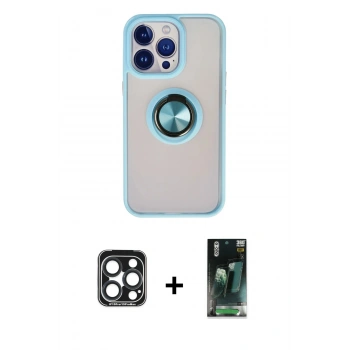 MARSİLYAN™- iPhone 15 Pro Max Kılıf Yörünge Çizgi - Siyah 360 Mat Full Body Arka Koruyucu + PVD Metal Kamera Lens - LT