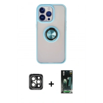 MARSİLYAN™- iPhone 15 Pro Max Kılıf Yörünge Çizgi - Siyah 360 Mat Full Body Arka Koruyucu + PVD Metal Kamera Lens - GI