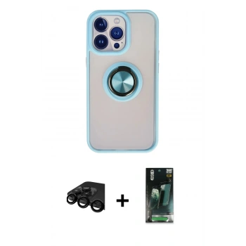 MARSİLYAN™- iPhone 15 Pro Max Kılıf Yörünge Çizgi - Siyah 360 Mat Full Body Arka Koruyucu + Raze Metal Kamera Lens - SH