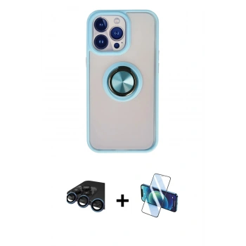 MARSİLYAN™- iPhone 15 Pro Max Kılıf Yörünge Çizgi - Siyah 3D Antistatik Seramik Nano Ekran Koruyucu + Raze Metal Kamera Lens - LT