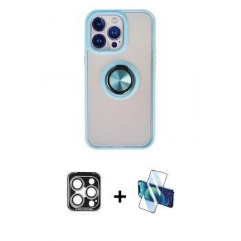 MARSİLYAN™- iPhone 15 Pro Max Kılıf Yörünge Çizgi - Siyah 3D Antistatik Seramik Nano Ekran Koruyucu + PVD Metal Kamera Lens - GS