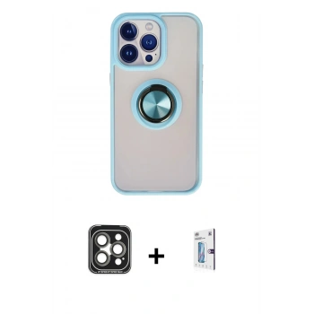 MARSİLYAN™- iPhone 15 Pro Max Kılıf Yörünge Çizgi - Siyah Bilvis 0.18mm Plus Cam Ekran Koruyucu + PVD Metal Kamera Lens - GI
