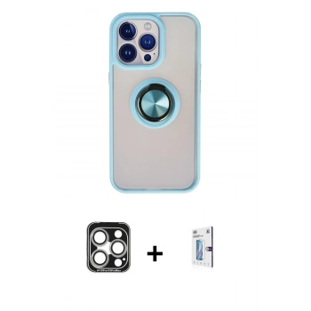 MARSİLYAN™- iPhone 15 Pro Max Kılıf Yörünge Çizgi - Siyah Bilvis 0.18mm Plus Cam Ekran Koruyucu + PVD Metal Kamera Lens - GS
