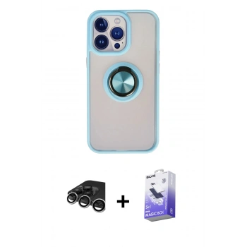 MARSİLYAN™- iPhone 15 Pro Max Kılıf Yörünge Çizgi - Siyah Bilvis 5in1 5D Magic Hayalet Cam Ekran Koruyucu + Raze Metal Kamera Lens - GS