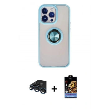 MARSİLYAN™- iPhone 15 Pro Max Kılıf Yörünge Çizgi - Siyah Buffer Hayalet Cam Ekran Koruyucu + Raze Metal Kamera Lens - LT