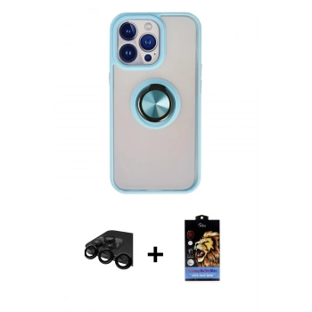 MARSİLYAN™- iPhone 15 Pro Max Kılıf Yörünge Çizgi - Siyah Buffer Hayalet Cam Ekran Koruyucu + Raze Metal Kamera Lens - SH