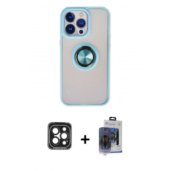 MARSİLYAN™- iPhone 15 Pro Max Kılıf Yörünge Çizgi - Siyah Vanessa Magic Cam + PVD Metal Kamera Lens - SH
