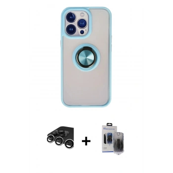 MARSİLYAN™- iPhone 15 Pro Max Kılıf Yörünge Çizgi - Siyah Vanessa Magic Hayalet Cam + Raze Metal Kamera Lens - GS