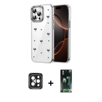MARSİLYAN™- iPhone 15 Pro Max Kılıf Yörünge Form - Siyah 360 Mat Full Body Arka Koruyucu + PVD Metal Kamera Lens - SH
