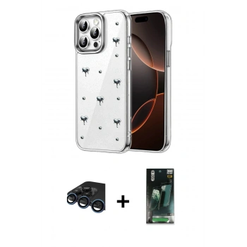 MARSİLYAN™- iPhone 15 Pro Max Kılıf Yörünge Form - Siyah 360 Mat Full Body Arka Koruyucu + Raze Metal Kamera Lens - LT