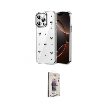 MARSİLYAN™- iPhone 15 Pro Max Kılıf Yörünge Form - Siyah Bilvis 3D Cam Ekran Koruyucu