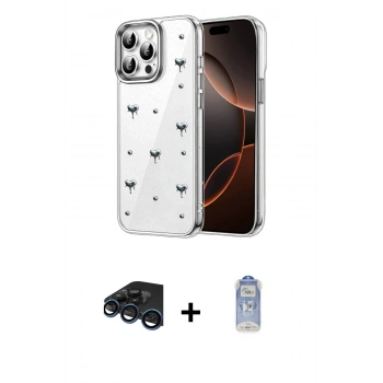 MARSİLYAN™- iPhone 15 Pro Max Kılıf Yörünge Form - Siyah Joko Magic 5D Cam + Raze Metal Kamera Lens - LT