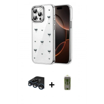 MARSİLYAN™- iPhone 15 Pro Max Kılıf Yörünge Form - Siyah Joko Magic 5D Hayalet Cam + Raze Metal Kamera Lens - LT