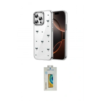 MARSİLYAN™- iPhone 15 Pro Max Kılıf Yörünge Form - Siyah Polymer Nano Ekran Koruyucu
