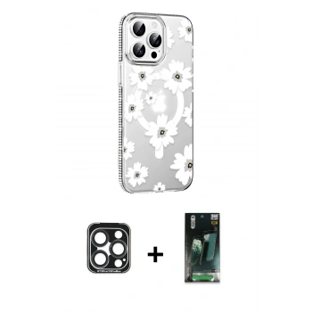 MARSİLYAN™- iPhone 15 Pro Max Kılıf Yörünge Işık Prime - Siyah 360 Mat Full Body Arka Koruyucu + PVD Metal Kamera Lens - LT