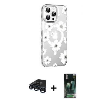 MARSİLYAN™- iPhone 15 Pro Max Kılıf Yörünge Işık Prime - Siyah 360 Mat Full Body Arka Koruyucu + Raze Metal Kamera Lens - LT